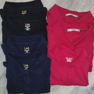 Girls Polo Shirts Bundle Red/Blue/Blk